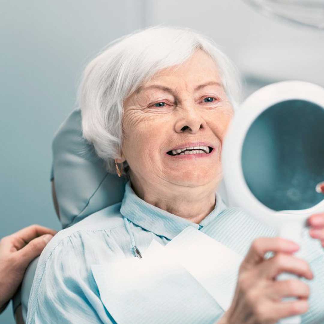 Full arch All-on-6 dental implant restoration diagram showing superior stability for patients with bone loss.