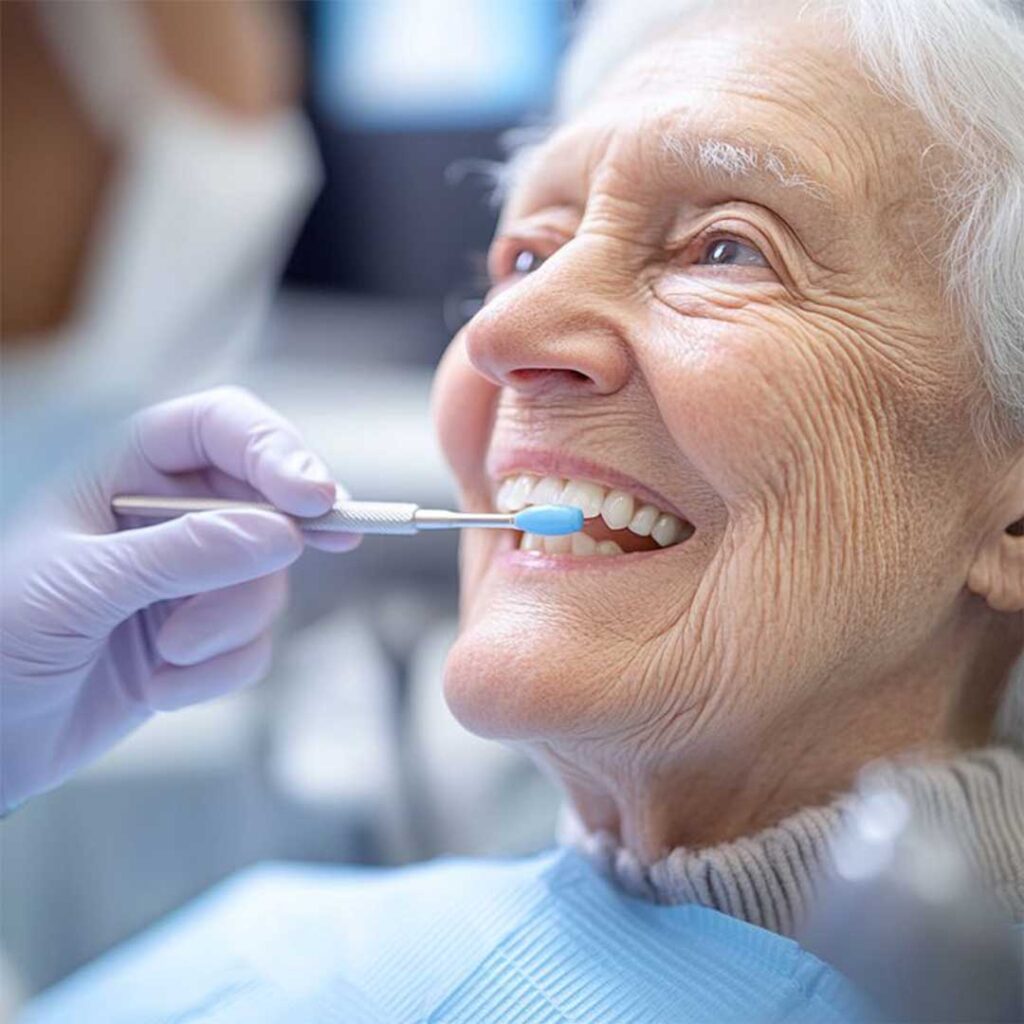 Single titanium dental implant with custom Zirconia crown being placed by a specialist in Los Algodones.